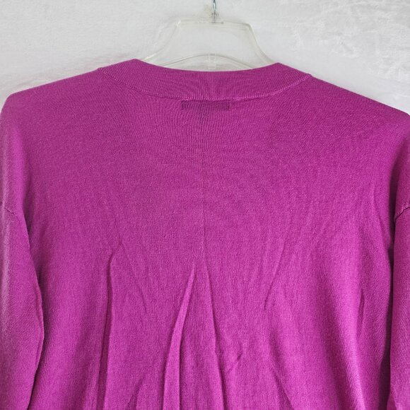 Banana Republic Women Sweater Merino Wool Size L V-Neck Pink Solid Pullover - Picture 10 of 12
